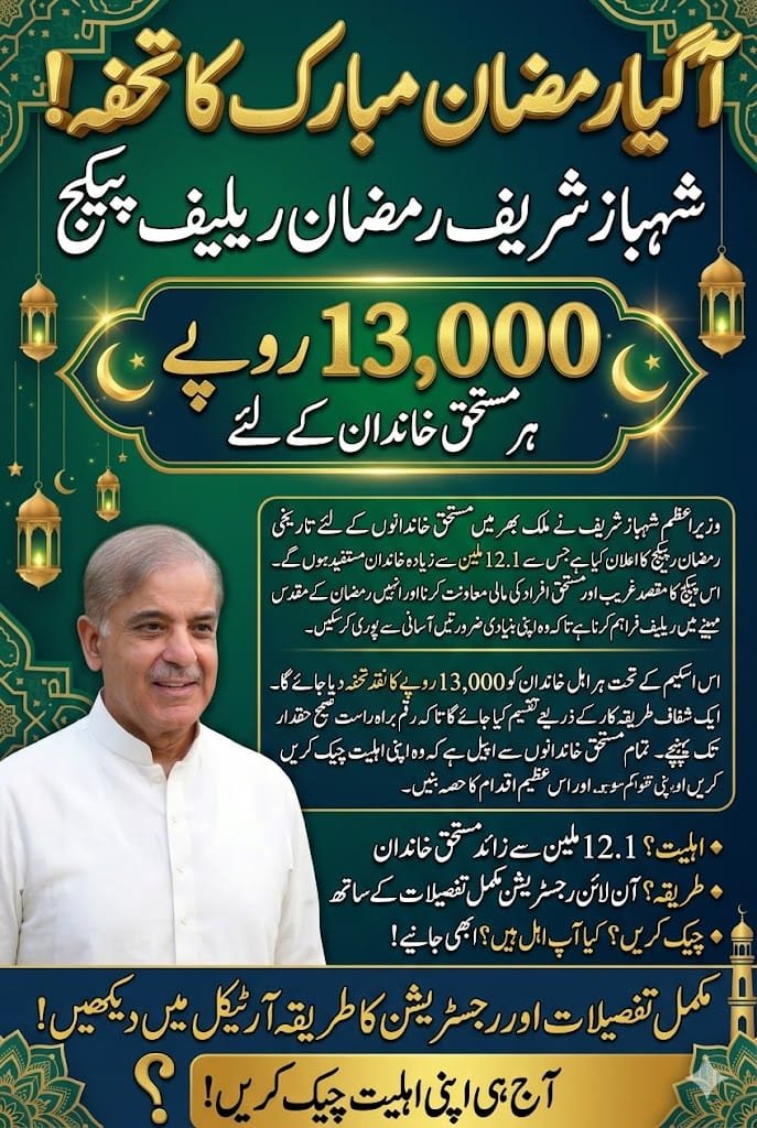 Shahbaz Sharif Ramzan Relief Package 13000